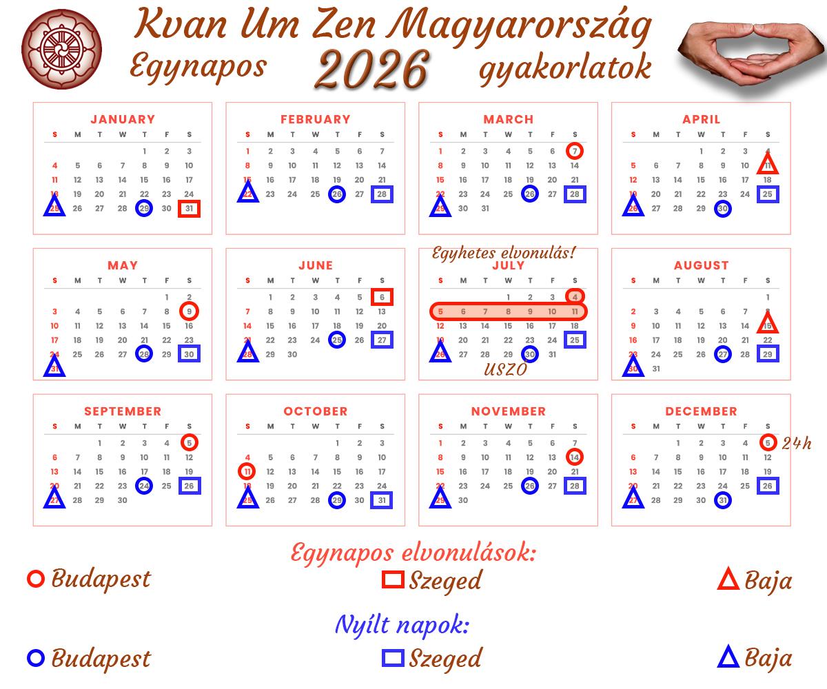 Egynapos elvonulás időpontok 2026